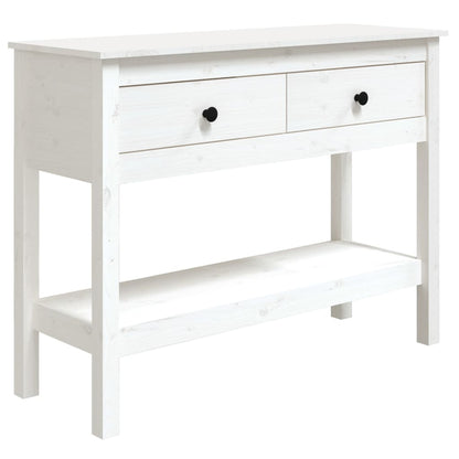 Tavolo Consolle Bianco 100x35x75 cm in Legno Massello di Pino