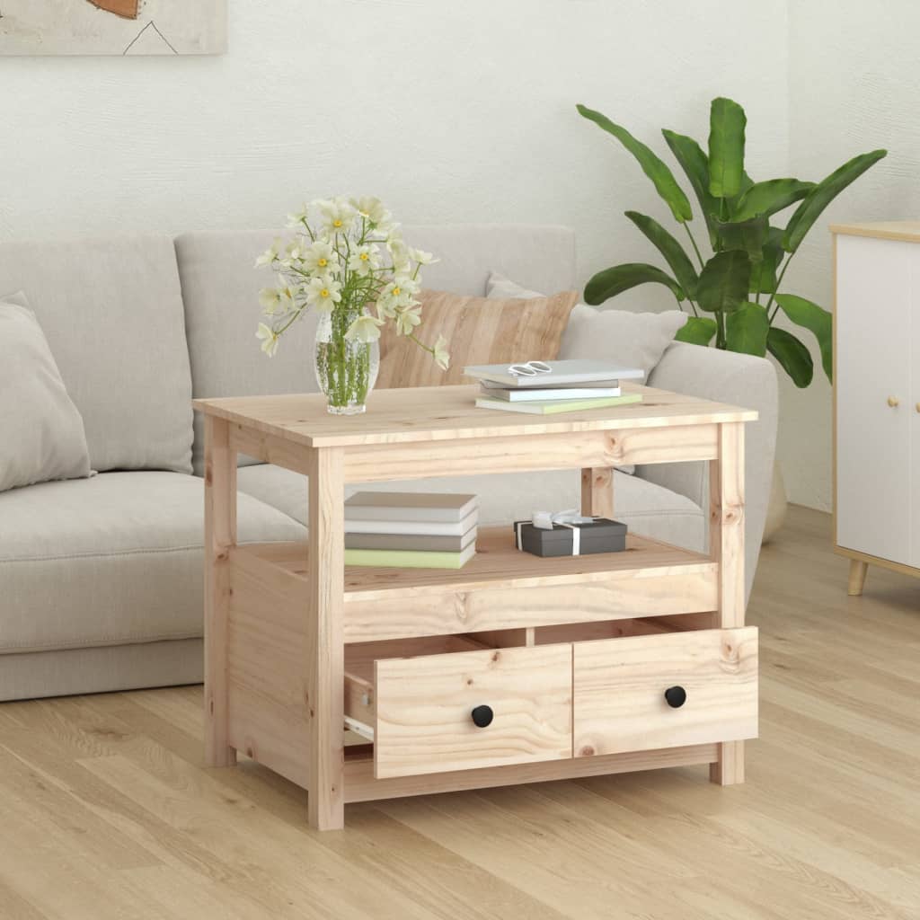 Tavolino da Salotto 71x49x55 cm in Legno Massello di Pino