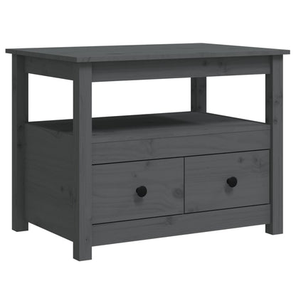 Tavolino da Salotto Grigio 71x49x55cm in Legno Massello di Pino