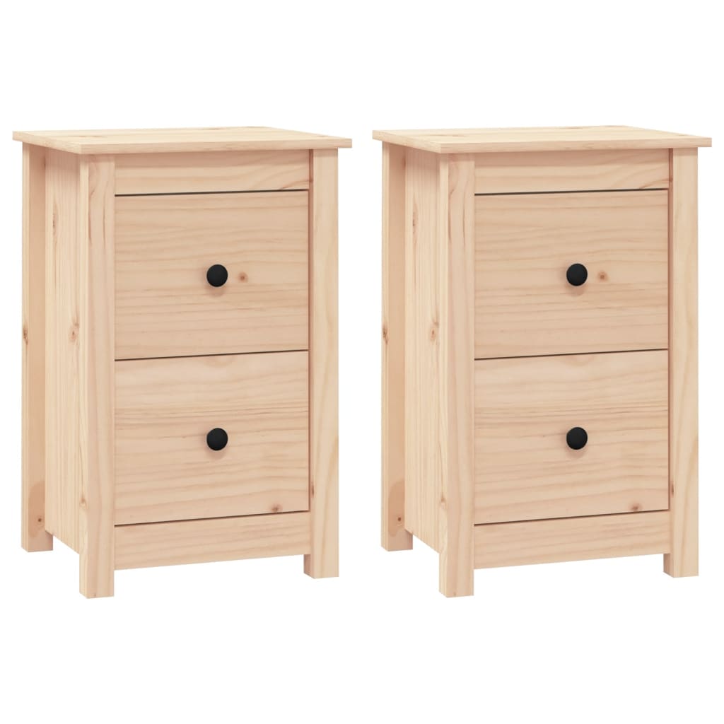 Comodini 2 pz 40x35x61,5 cm in Legno Massello di Pino