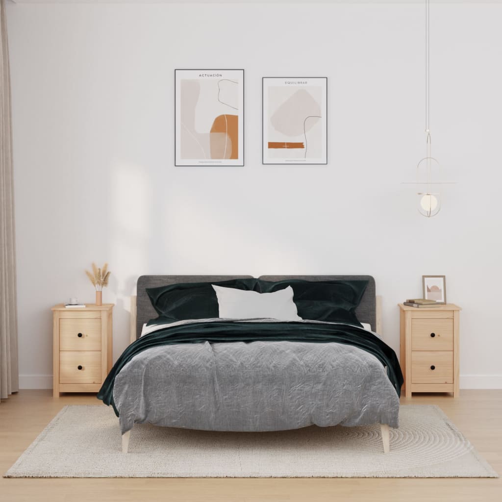 Comodini 2 pz 40x35x61,5 cm in Legno Massello di Pino