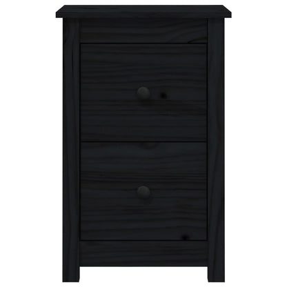 Comodini 2 pz Nera 40x35x61,5 cm in Legno Massello di Pino