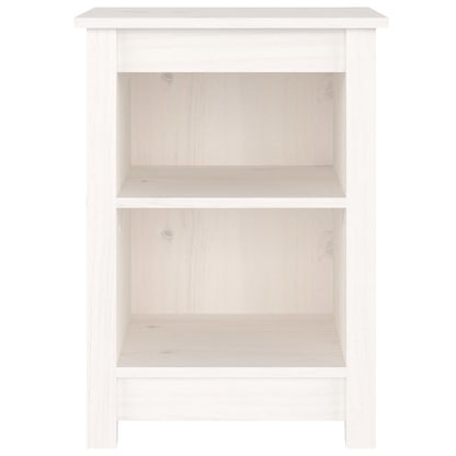 Comodini 2 pz Bianchi 40x35x55 cm in Legno Massello di Pino