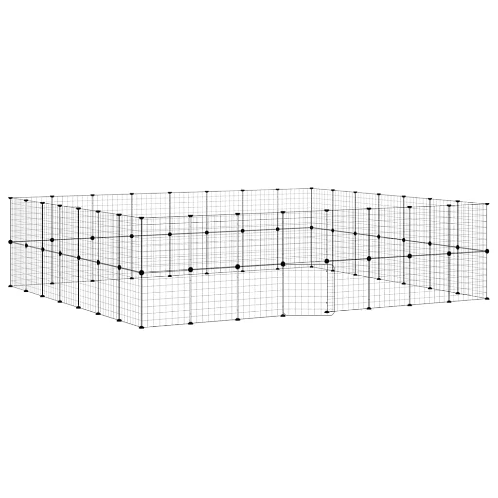 Gabbia per Animali 60 Pannelli con Porta Nera 35x35 cm Acciaio