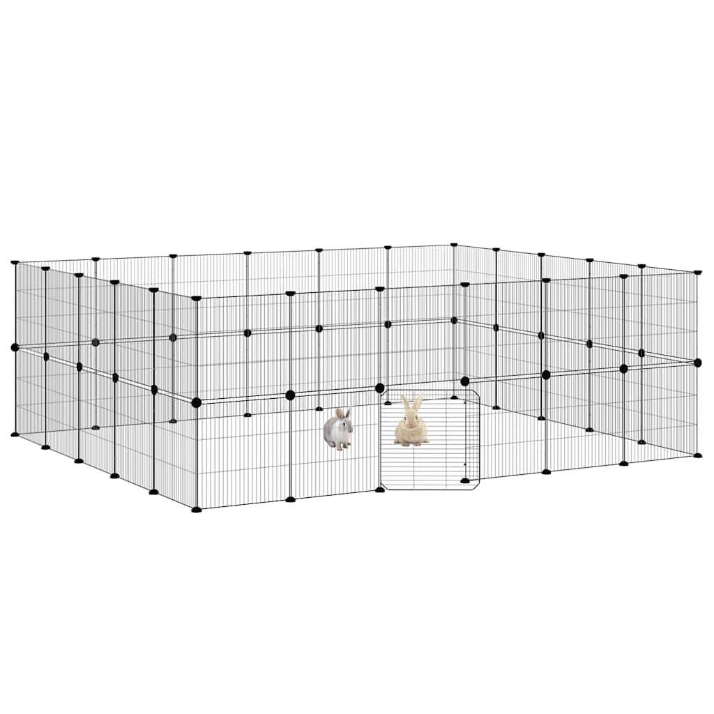 Gabbia per Animali 44 Pannelli con Porta Nera 35x35 cm Acciaio