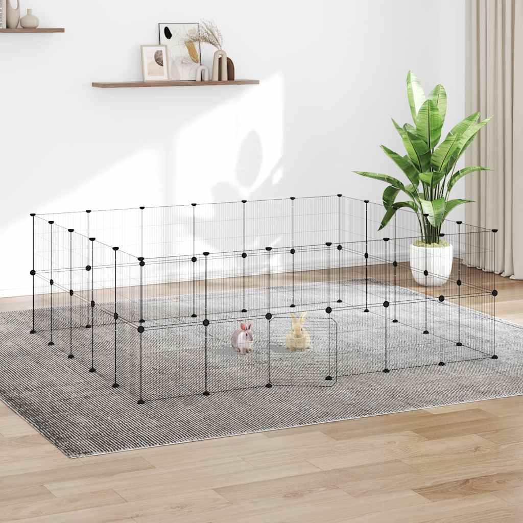 Gabbia per Animali 44 Pannelli con Porta Nera 35x35 cm Acciaio