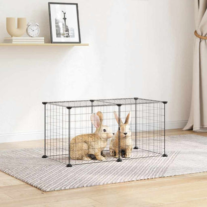 Gabbia per Animali Domestici 8 Pannelli Nero 35x35 cm Acciaio