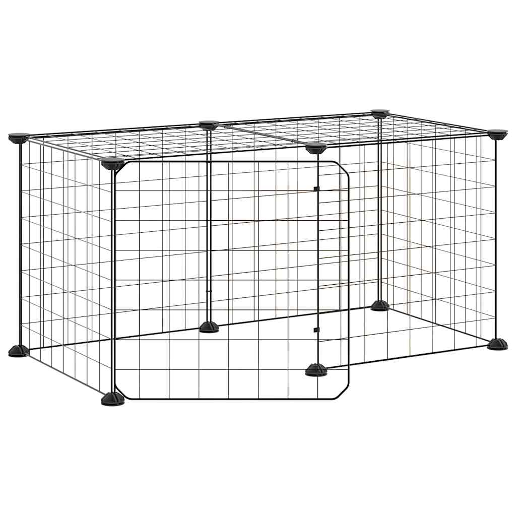 Gabbia per Animali 8 Pannelli con Porta Nero 35x35 cm Acciaio