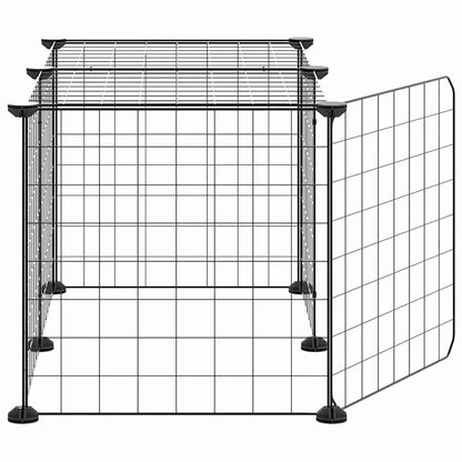 Gabbia per Animali 8 Pannelli con Porta Nero 35x35 cm Acciaio