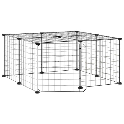 Gabbia per Animali 12 Pannelli con Porta Nero 35x35 cm Acciaio