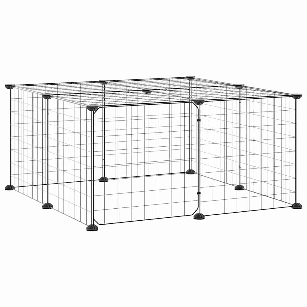 Gabbia per Animali 12 Pannelli con Porta Nero 35x35 cm Acciaio
