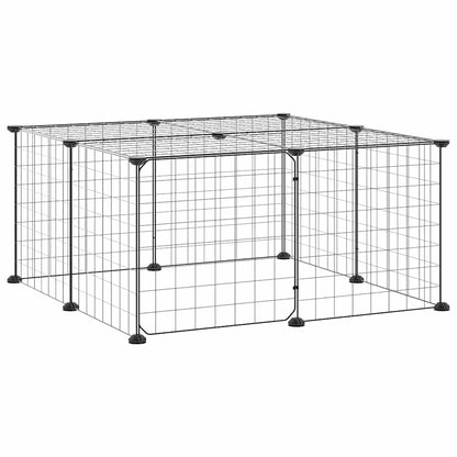 Gabbia per Animali 12 Pannelli con Porta Nero 35x35 cm Acciaio