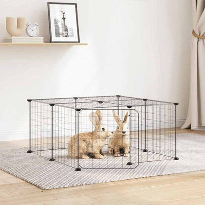 Gabbia per Animali 12 Pannelli con Porta Nero 35x35 cm Acciaio