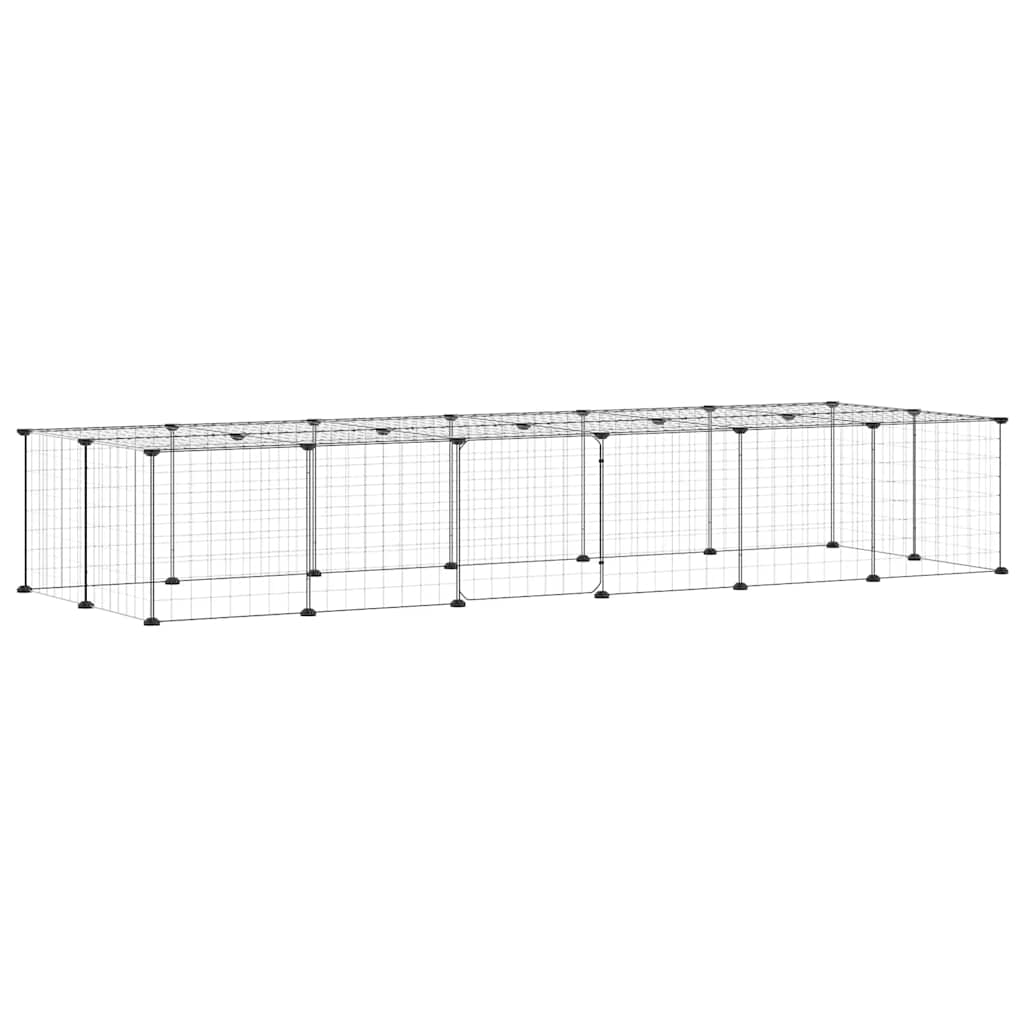 Gabbia per Animali 28 Pannelli con Porta Nero 35x35 cm Acciaio