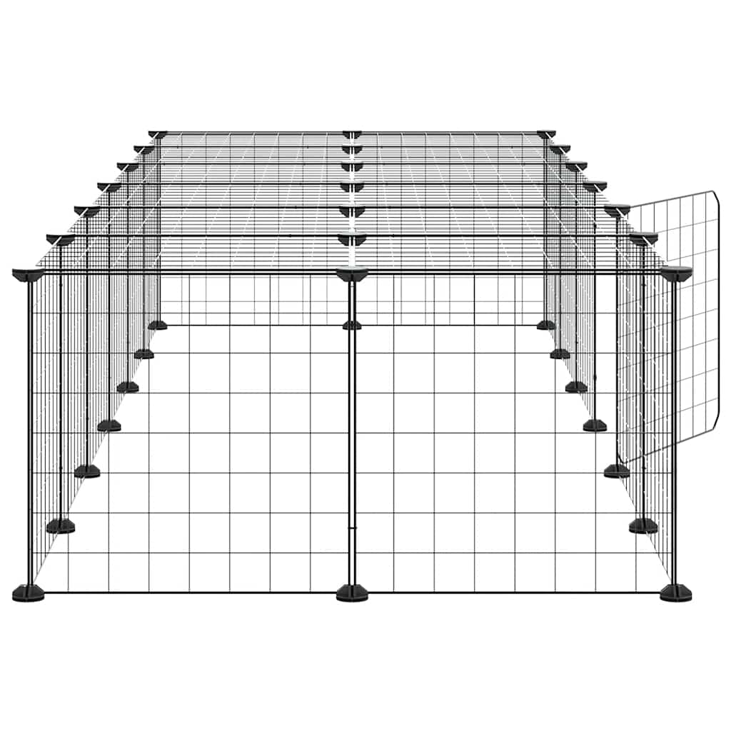 Gabbia per Animali 28 Pannelli con Porta Nero 35x35 cm Acciaio