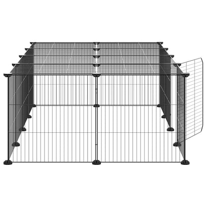 Gabbia per Animali 20 Pannelli con Porta Nera 35x35 cm Acciaio