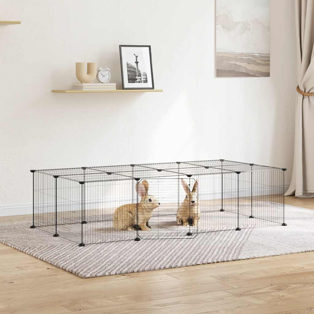 Gabbia per Animali 20 Pannelli con Porta Nera 35x35 cm Acciaio
