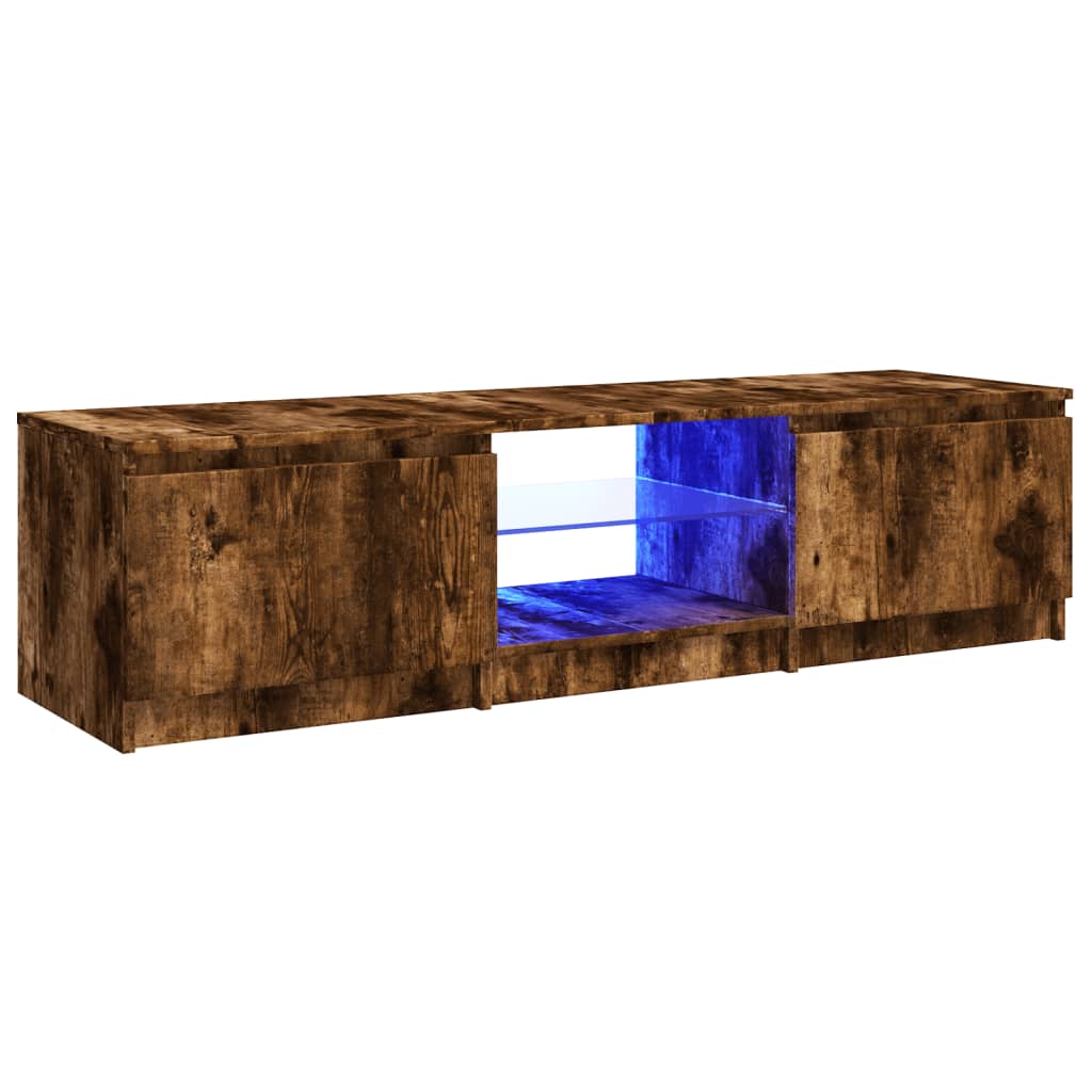 Mobile Porta TV con Luci LED Rovere Fumo 140x40x35,5 cm