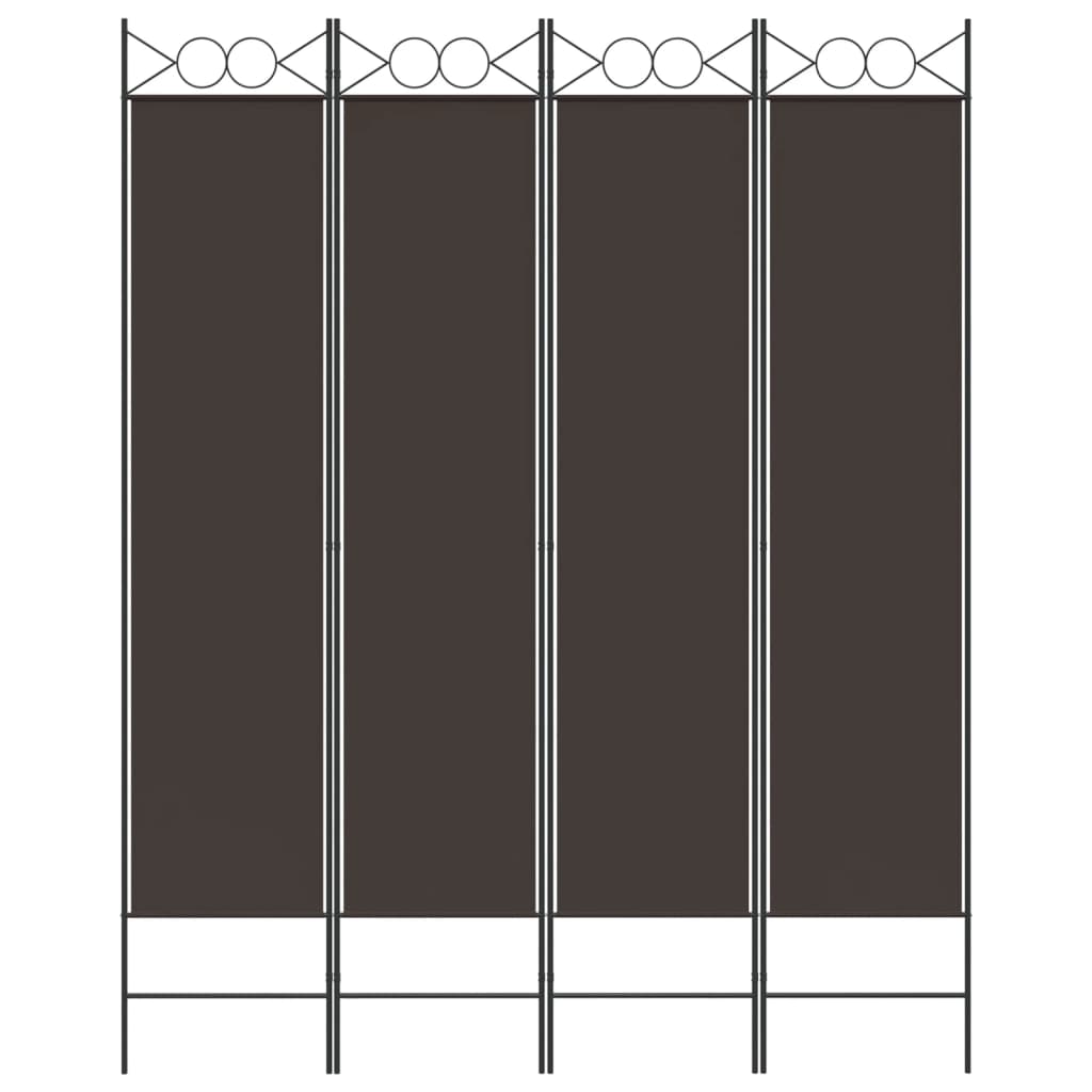 Divisorio a 4 Pannelli Marrone 160x200 cm in Tessuto