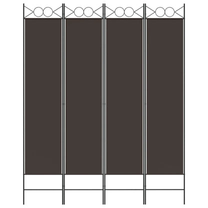 Divisorio a 4 Pannelli Marrone 160x200 cm in Tessuto