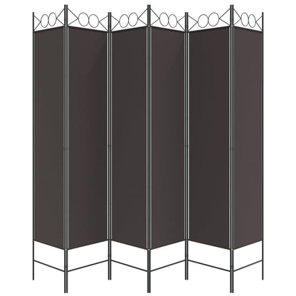 Divisorio a 6 Pannelli Marrone 240x200 cm in Tessuto