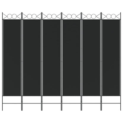 Divisorio a 6 Pannelli Nero 240x200 cm in Tessuto