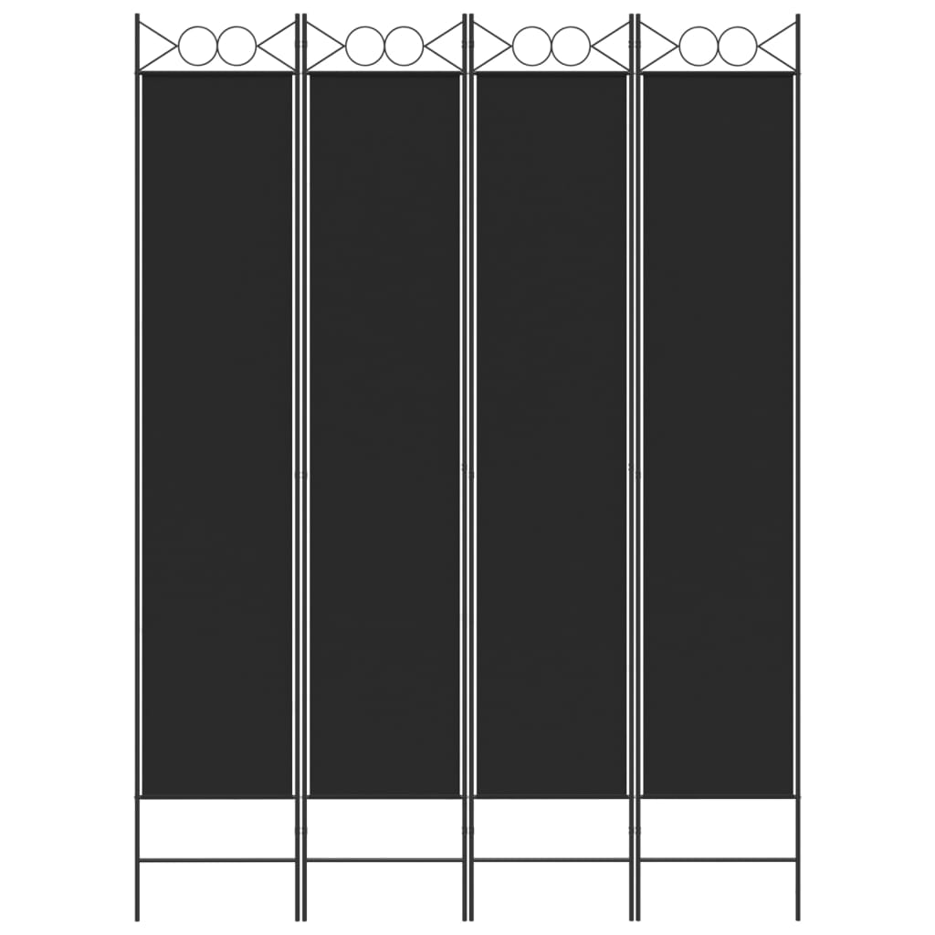 Divisorio a 4 Pannelli Nero 160x220 cm in Tessuto