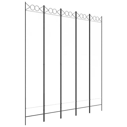 Divisorio a 5 Pannelli Bianco 200x220 cm Tessuto