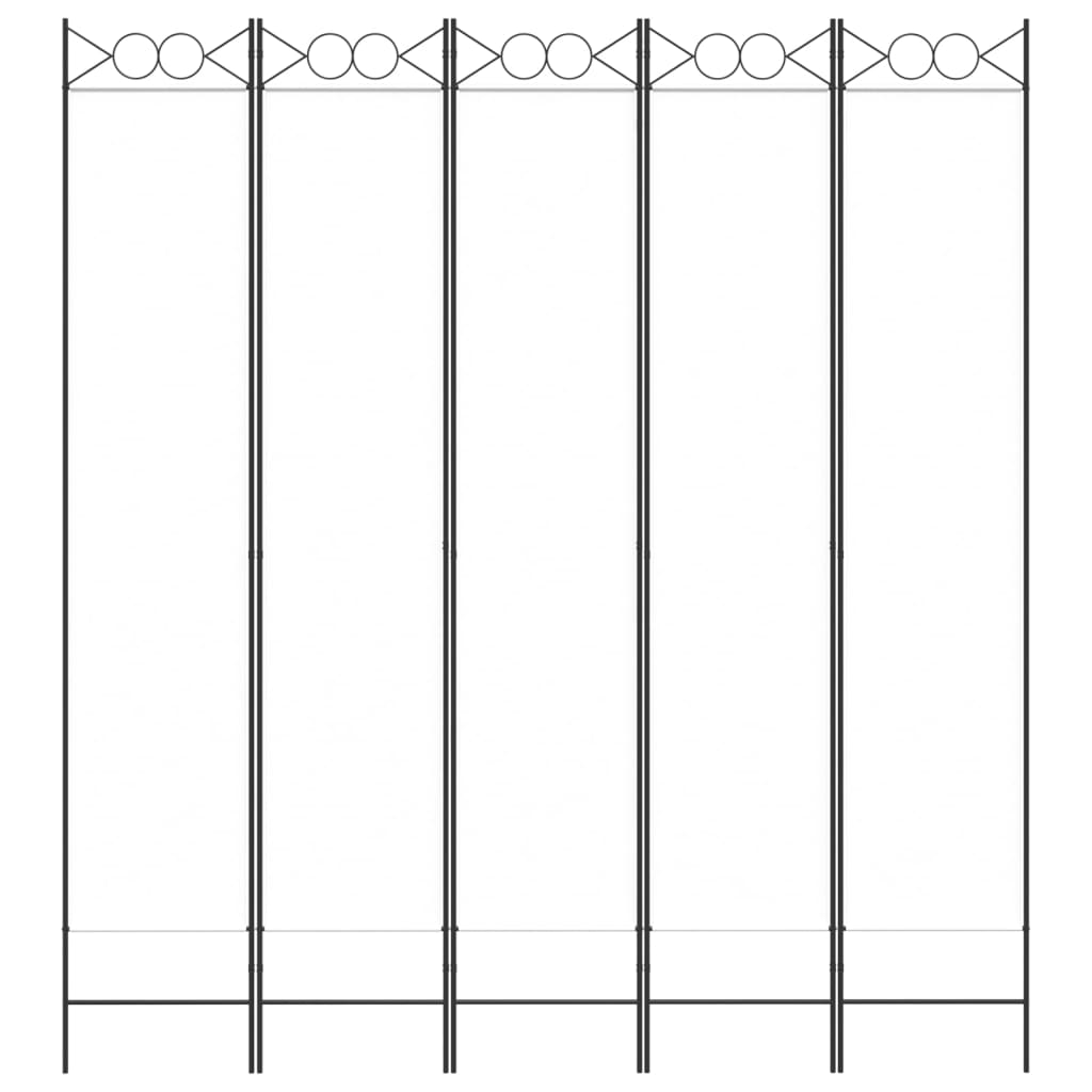 Divisorio a 5 Pannelli Bianco 200x220 cm Tessuto