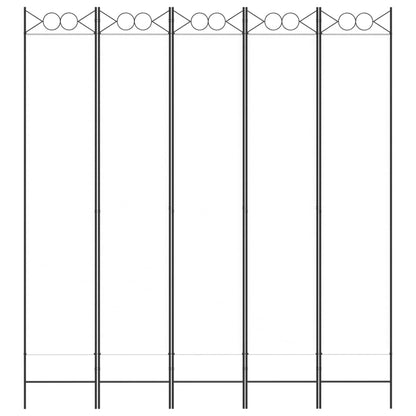 Divisorio a 5 Pannelli Bianco 200x220 cm Tessuto