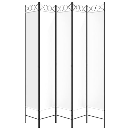Divisorio a 5 Pannelli Bianco 200x220 cm Tessuto