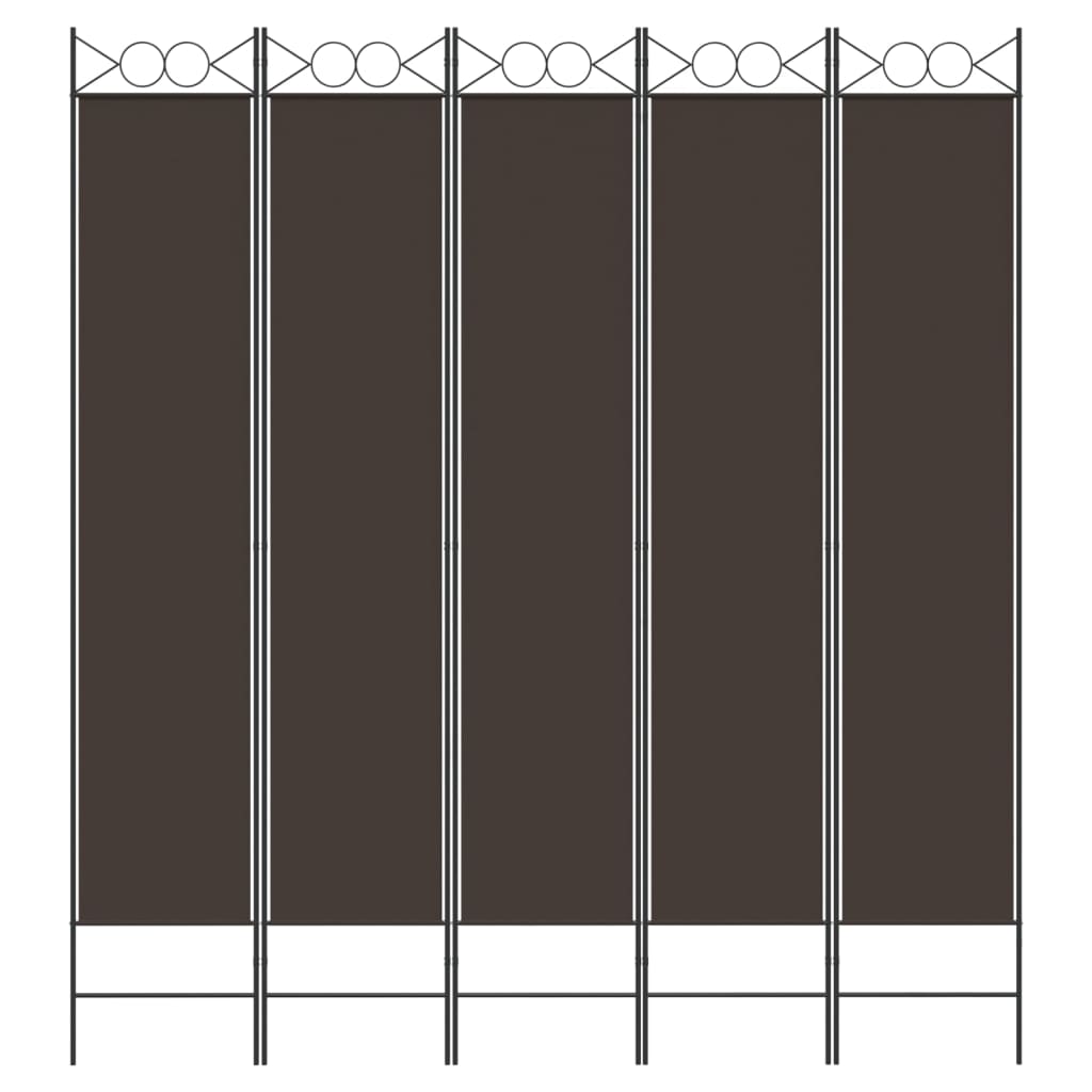 Divisorio a 5 Pannelli Marrone 200x220 cm in Tessuto