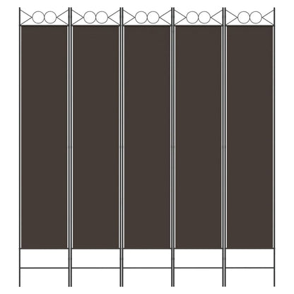 Divisorio a 5 Pannelli Marrone 200x220 cm in Tessuto