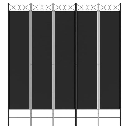 Divisorio 5 Pannelli Nero 200x220 cm Tessuto