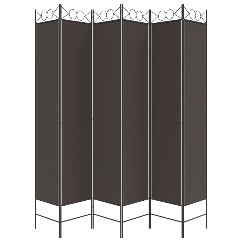 Divisorio a 6 Pannelli Marrone 240x220 cm in Tessuto
