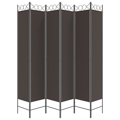 Divisorio a 6 Pannelli Marrone 240x220 cm in Tessuto
