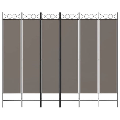 Divisorio a 6 Pannelli Antracite 240 x 220 cm Tessuto