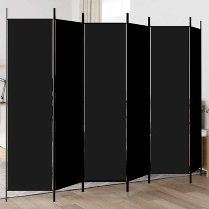 Divisorio a 6 Pannelli Nero 300x200 cm in Tessuto