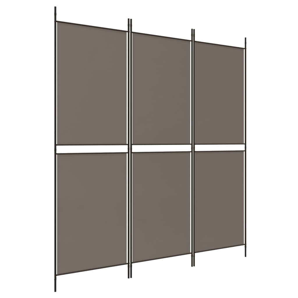 Divisorio a 3 Pannelli Antracite 150x180 cm in Tessuto
