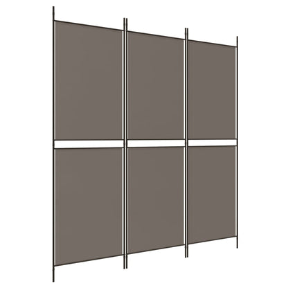 Divisorio a 3 Pannelli Antracite 150x180 cm in Tessuto