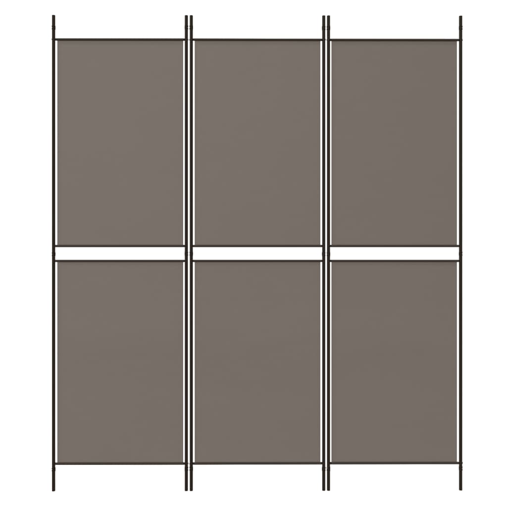 Divisorio a 3 Pannelli Antracite 150x180 cm in Tessuto
