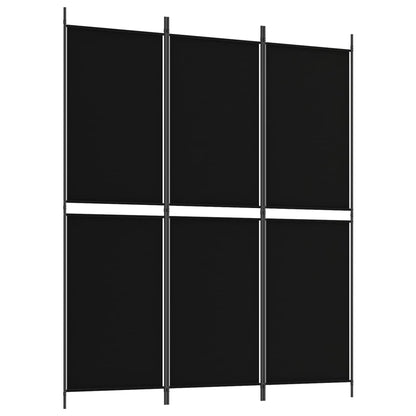 Divisorio a 3 Pannelli Nero 150x180 cm in Tessuto