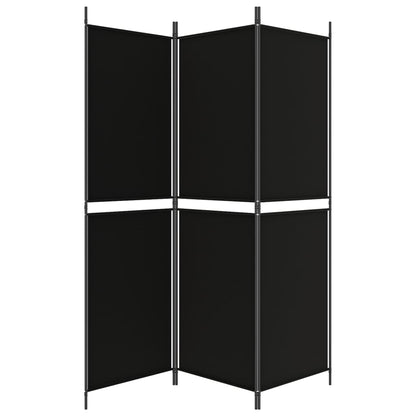 Divisorio a 3 Pannelli Nero 150x180 cm in Tessuto