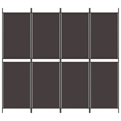 Divisorio a 4 Pannelli Marrone 200x180 cm in Tessuto