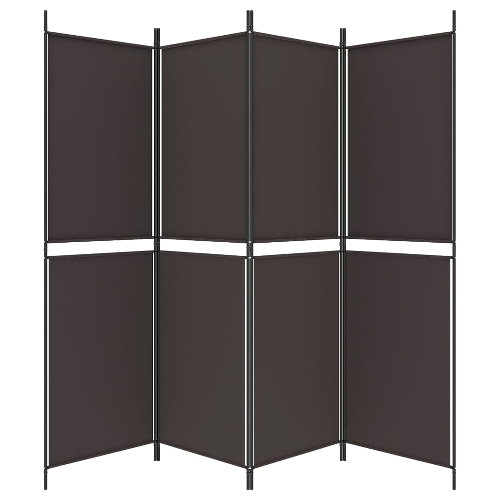 Divisorio a 4 Pannelli Marrone 200x180 cm in Tessuto