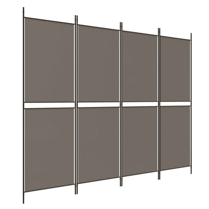 Divisorio a 4 Pannelli Antracite 200x180 cm Tessuto