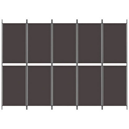 Divisorio a 5 Pannelli Marrone 250x180 cm in Tessuto