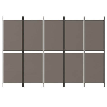 Divisorio a 5 Pannelli Antracite 250x180 cm Tessuto