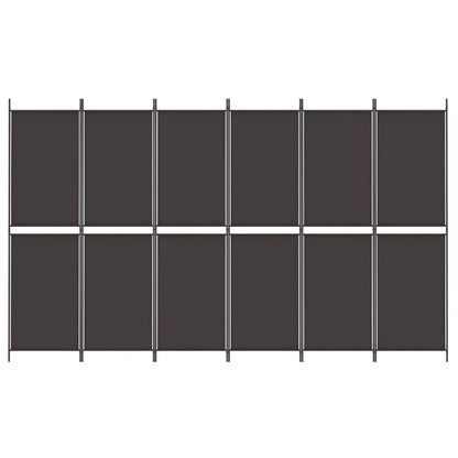 Divisorio a 6 Pannelli Marrone 300 x 180 cm in Tessuto