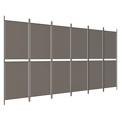 Divisorio a 6 Pannelli Antracite 300 x 180 cm Tessuto